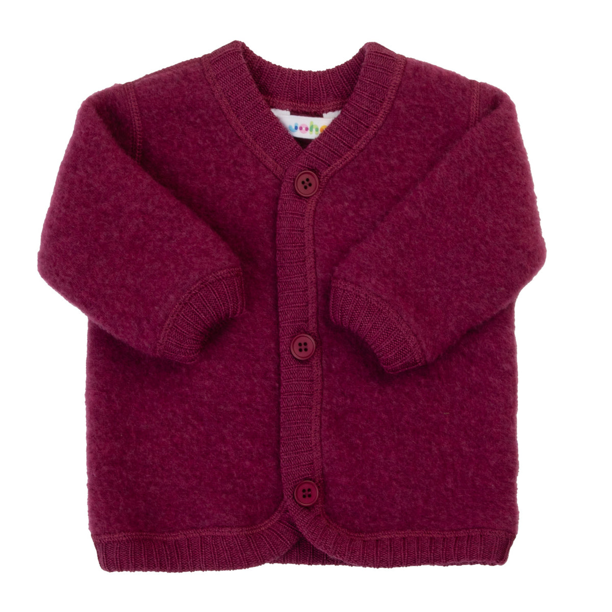 Joha wool fleece cardigan - Wine Melange