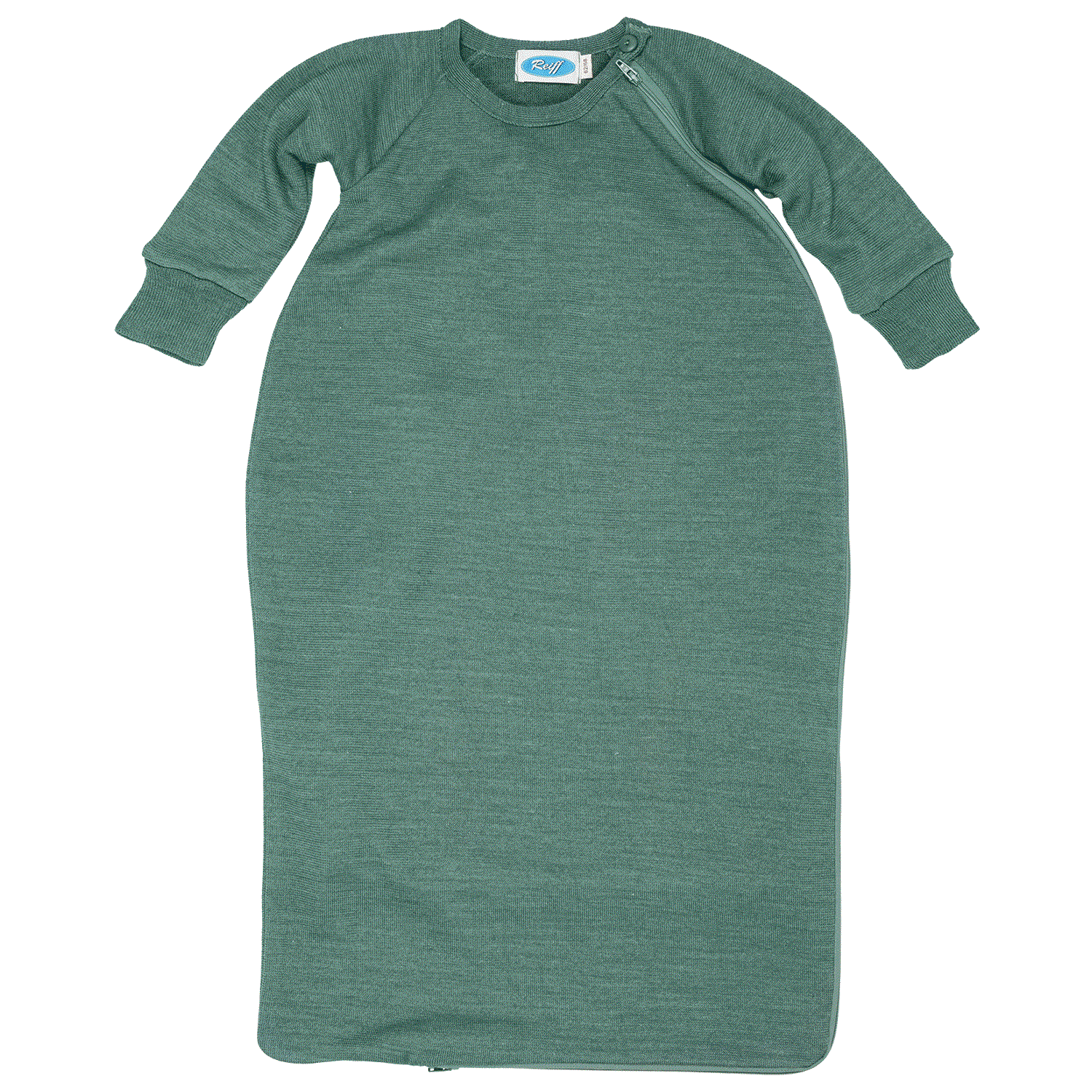 Reiff merino terry wol/zijde slaapzak met mouwen sage - de Wevershoek