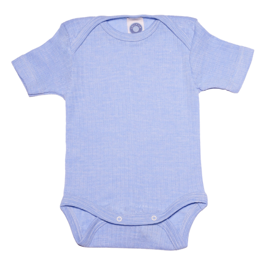 Cosilana wool/silk/cotton romper short sleeves – Blue