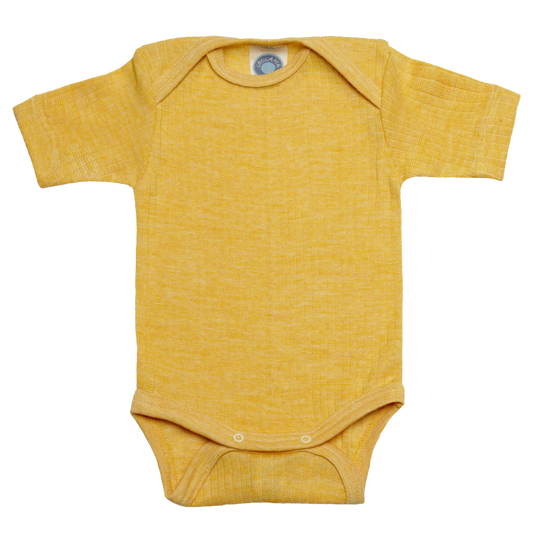 Cosilana wool/silk/cotton romper short sleeves – Yellow