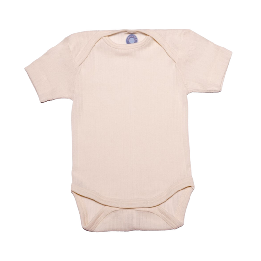 Cosilana wool/silk/cotton romper short sleeves – Nature