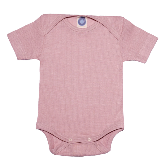 Cosilana wool/silk/cotton romper short sleeves – Pink