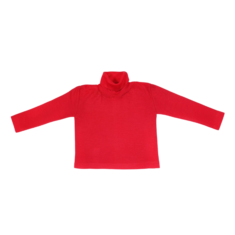 Cosilana wol/zijde longsleeve met col - Red