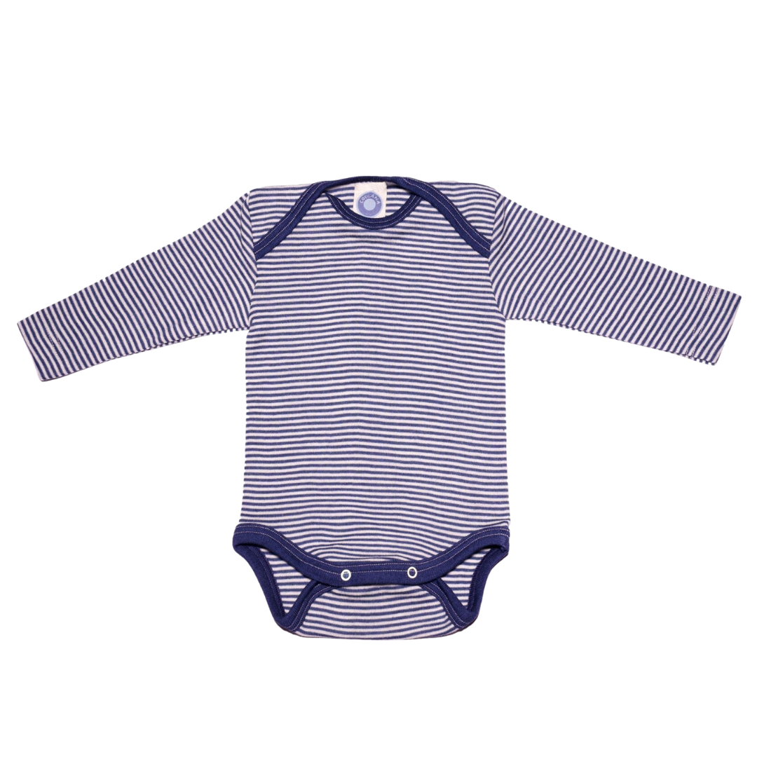 Cosilana wol/zijde romper lange mouw – Navy / Nature