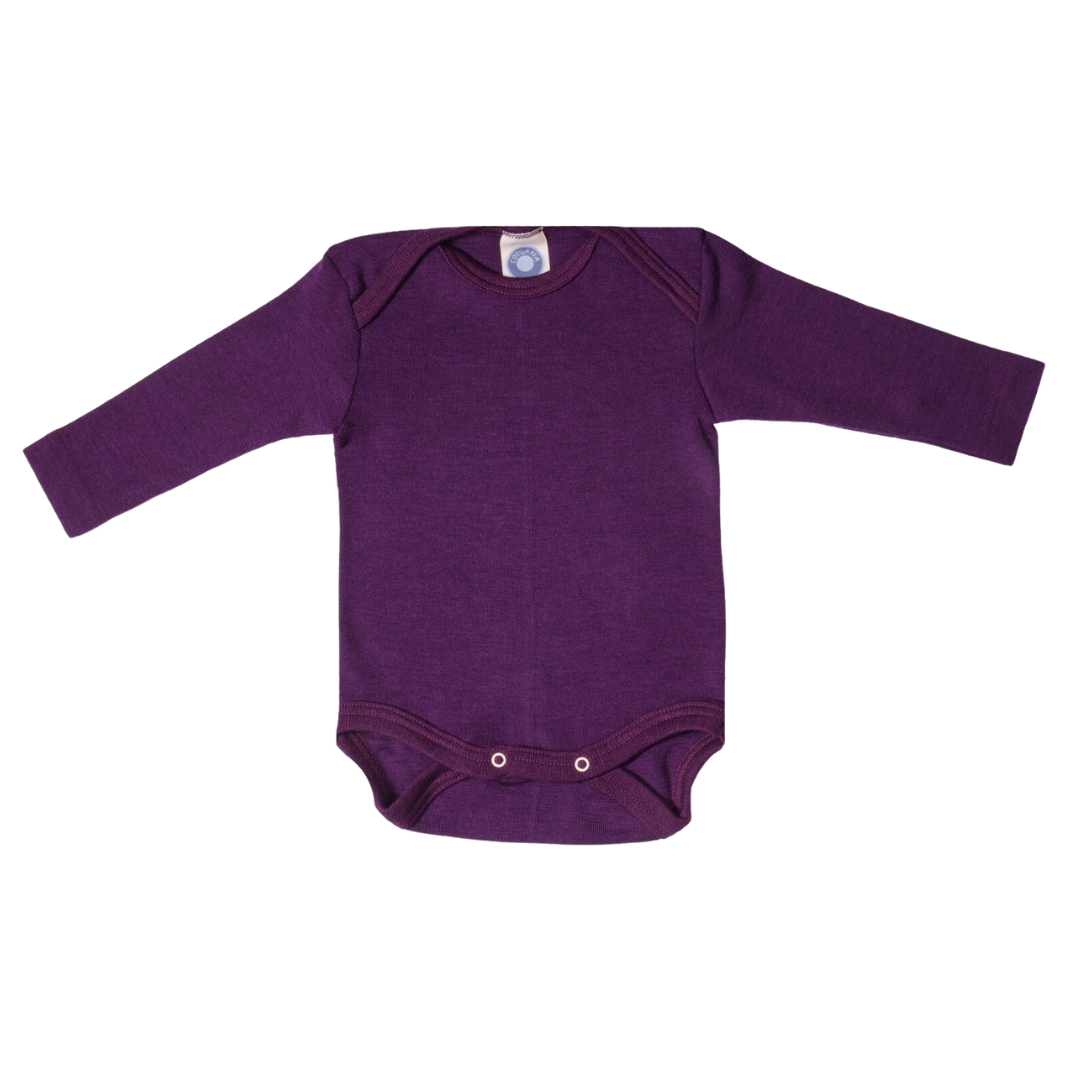 Cosilana wol/zijde romper lange mouw – Plum