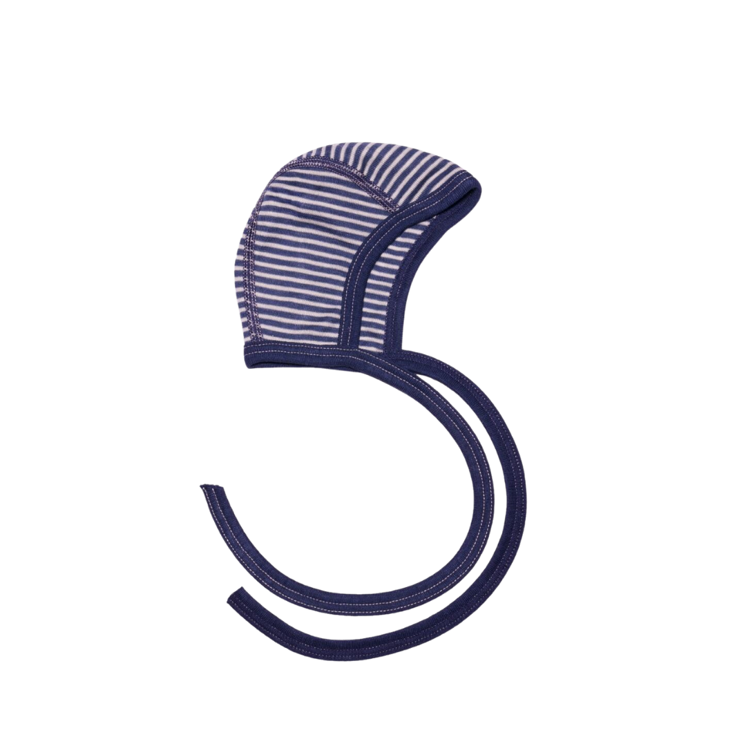 Cosilana wol/zijde strikmutsje - Navy / Natural