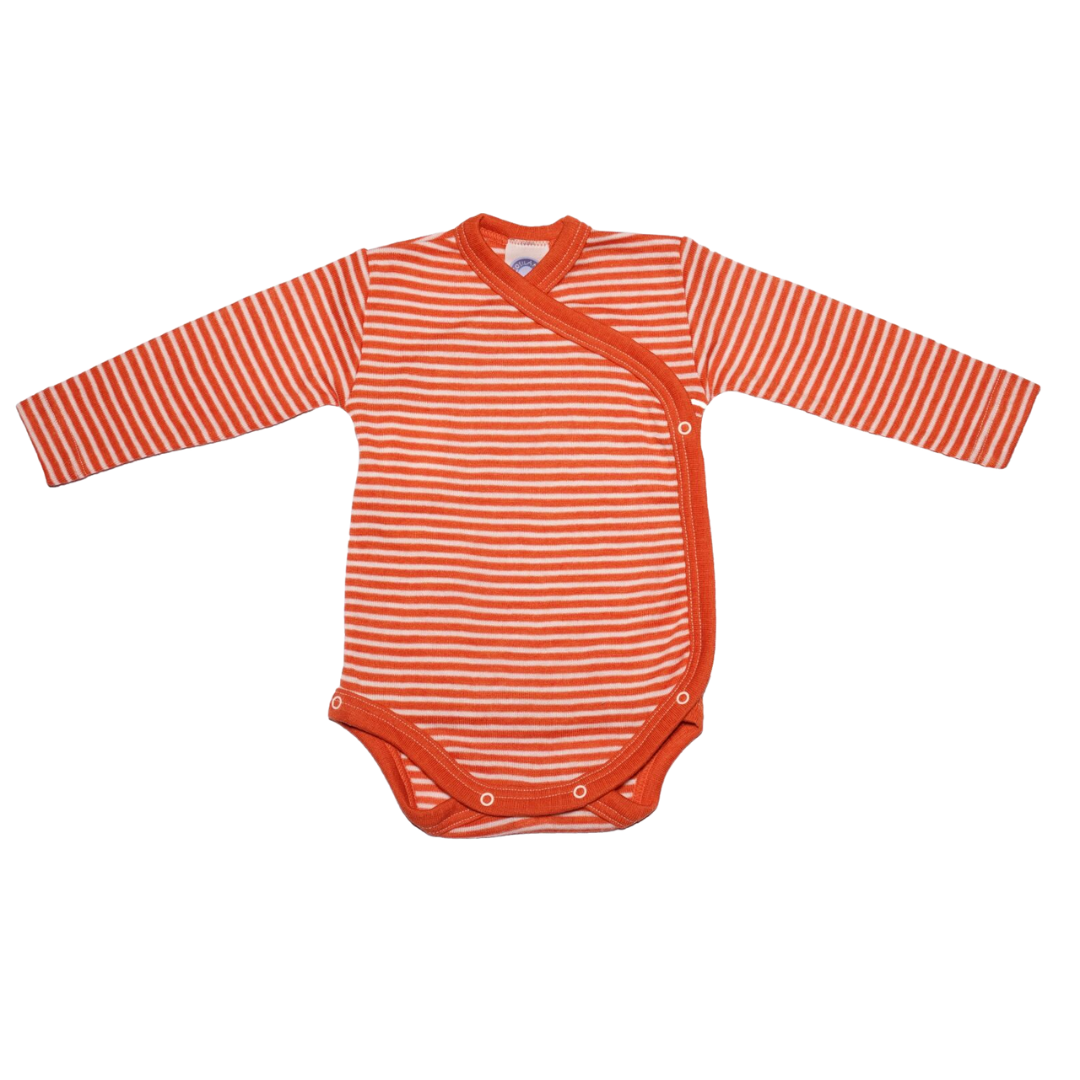 Cosilana wool/silk wrap romper – Saffron / Natural