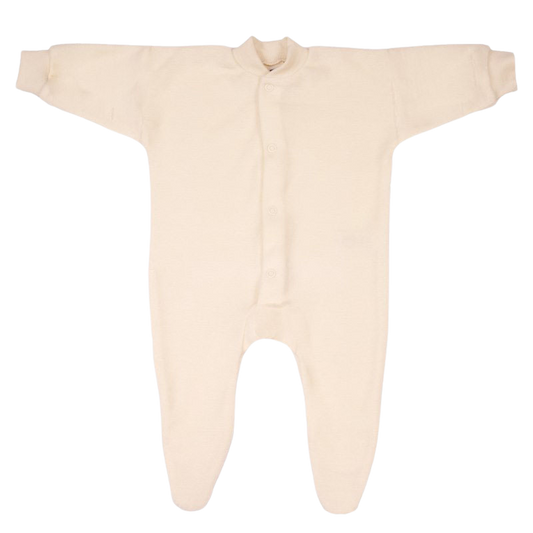 Cosilana wool terry pyjama suit with feet - Nature