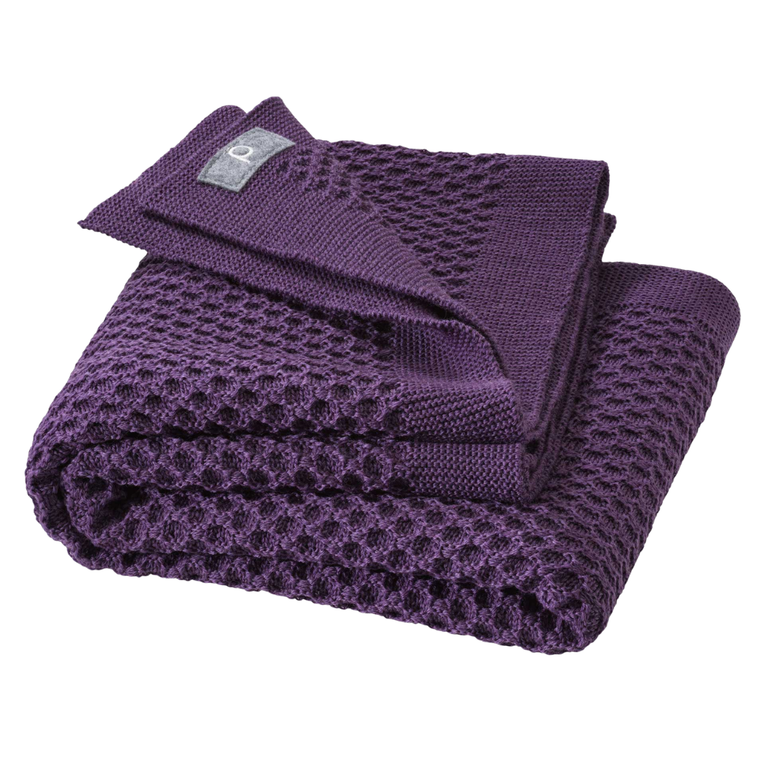 Disana knitted honeycomb blanket - Aubergine