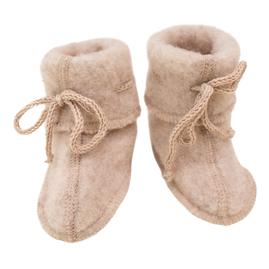 Engel Natur wool fleece baby shoes – Sand