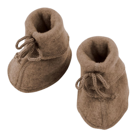 Engel Natur wool fleece baby shoes – Walnut