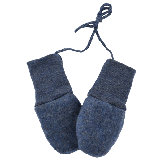 Engel Natur wolfleece baby mittens - Blue melange