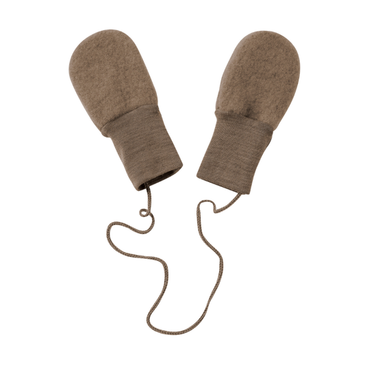 Engel Natur wolfleece baby mittens - Walnut melange