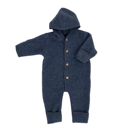 Engel Natur wool fleece overalls - Blue melange
