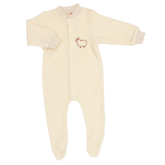 Engel Natur wool terry pyjama suit with feet - Natural