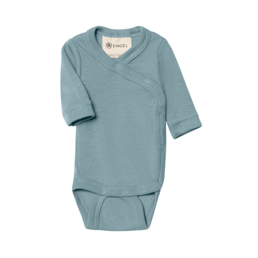 Engel Natur wool/silk premature wrap romper - Mountain Blue