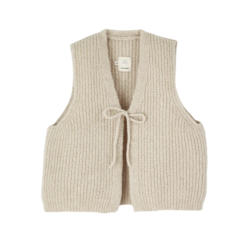 HALFEN alpaca women's waistcoat with bow - Beige