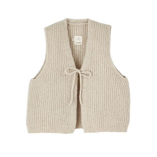 HALFEN alpaca women's waistcoat with bow - Beige