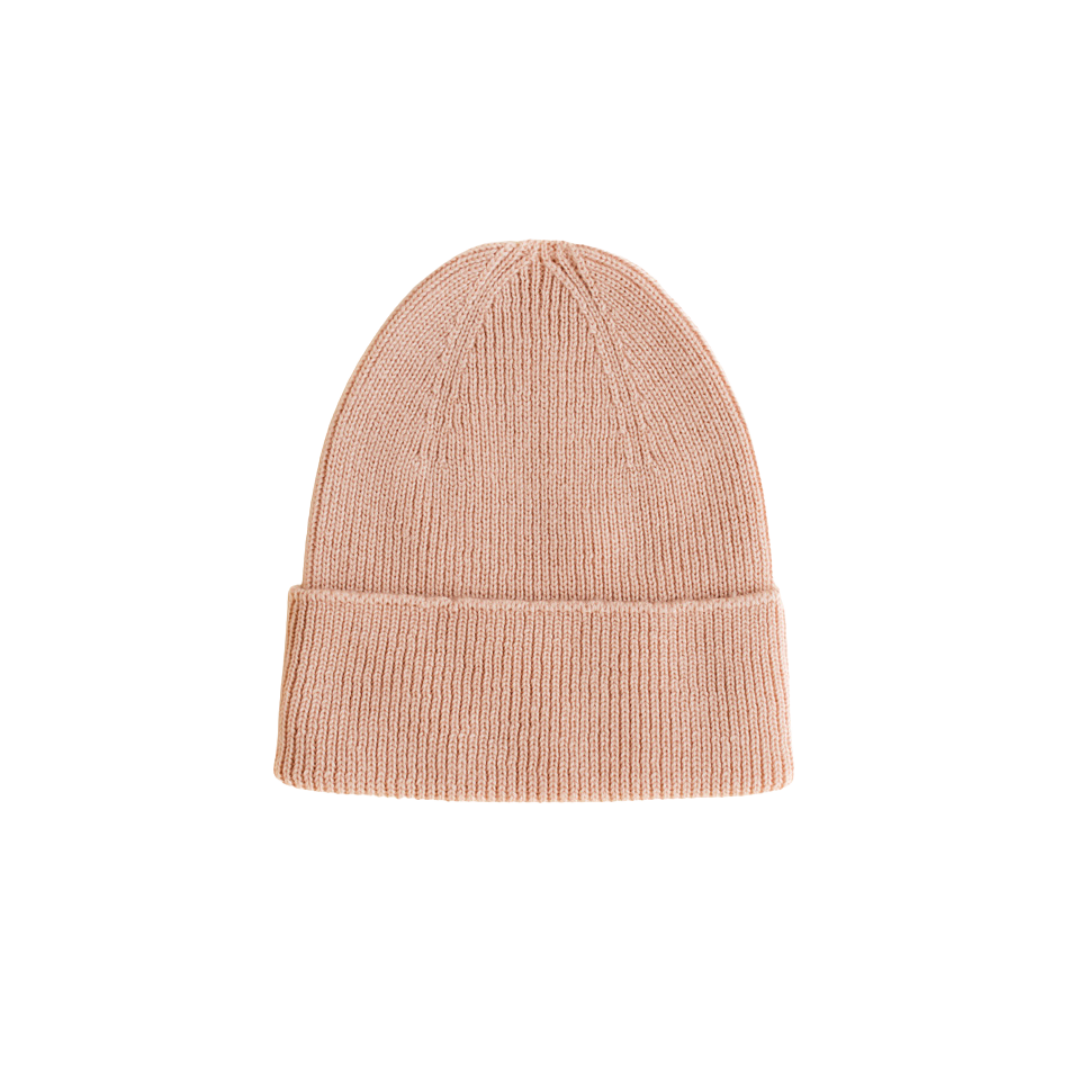Hvid beanie Fonzie newborn - Rose