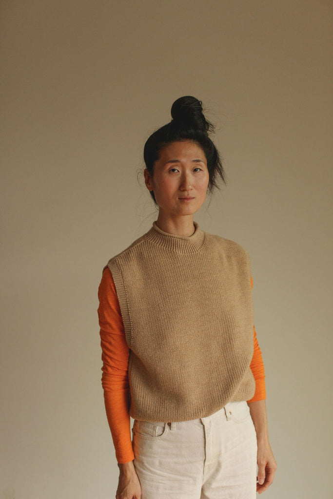 Hvid vest Helle - Sand