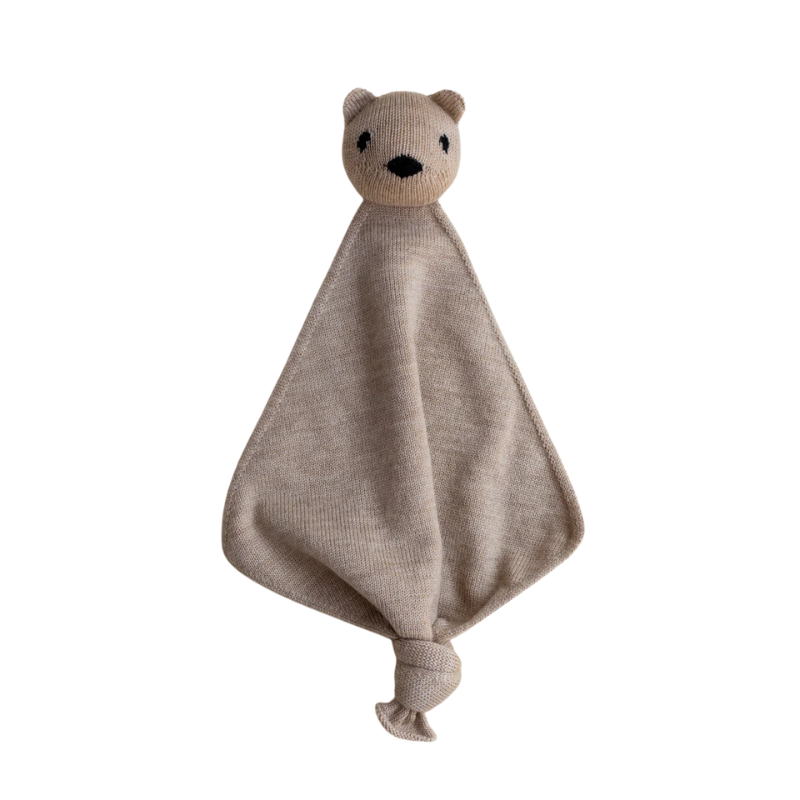 Hvid Teddy Tokki wollen knuffeldoekje in de kleur sand - de Wevershoek