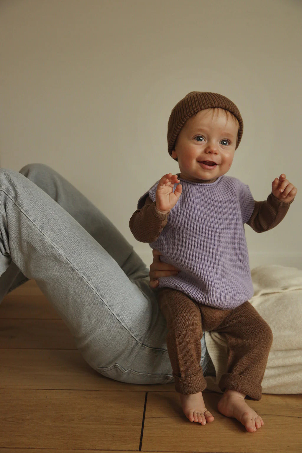 Hvid vest Harvey baby - Lilac