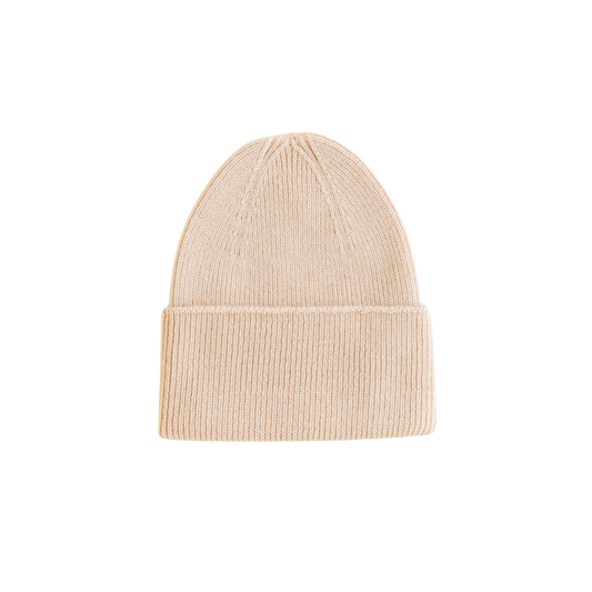 Hvid beanie Fonzie newborn - Oat