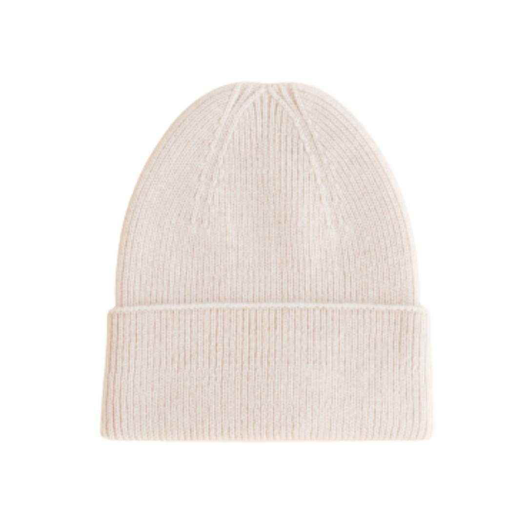 Hvid Beanie Fonzie Neugeborenen - Creme