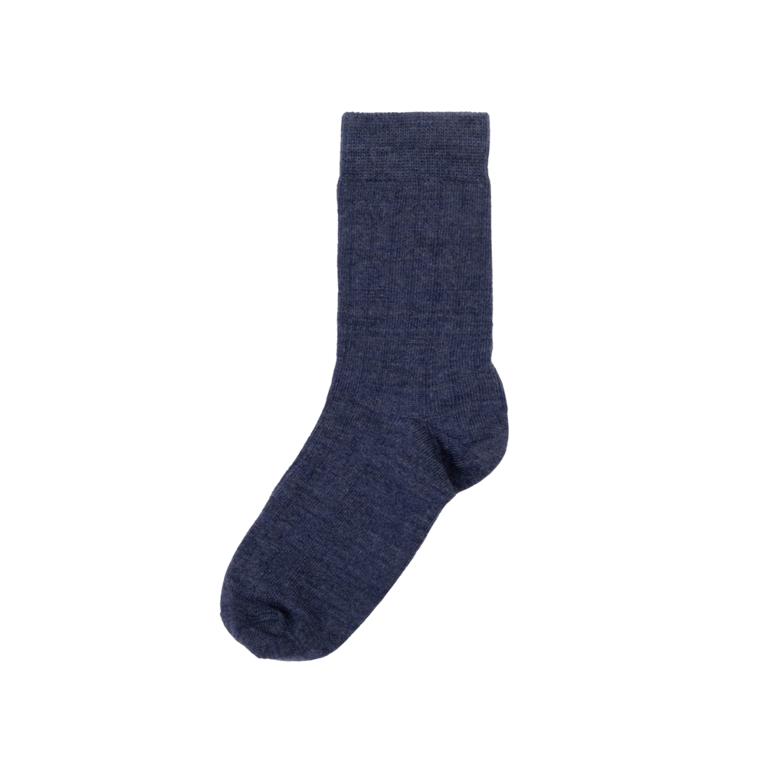 Joha thin wool rib socks - Denim Melange
