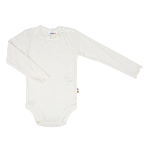 Joha wool/silk romper pointelle - Off white