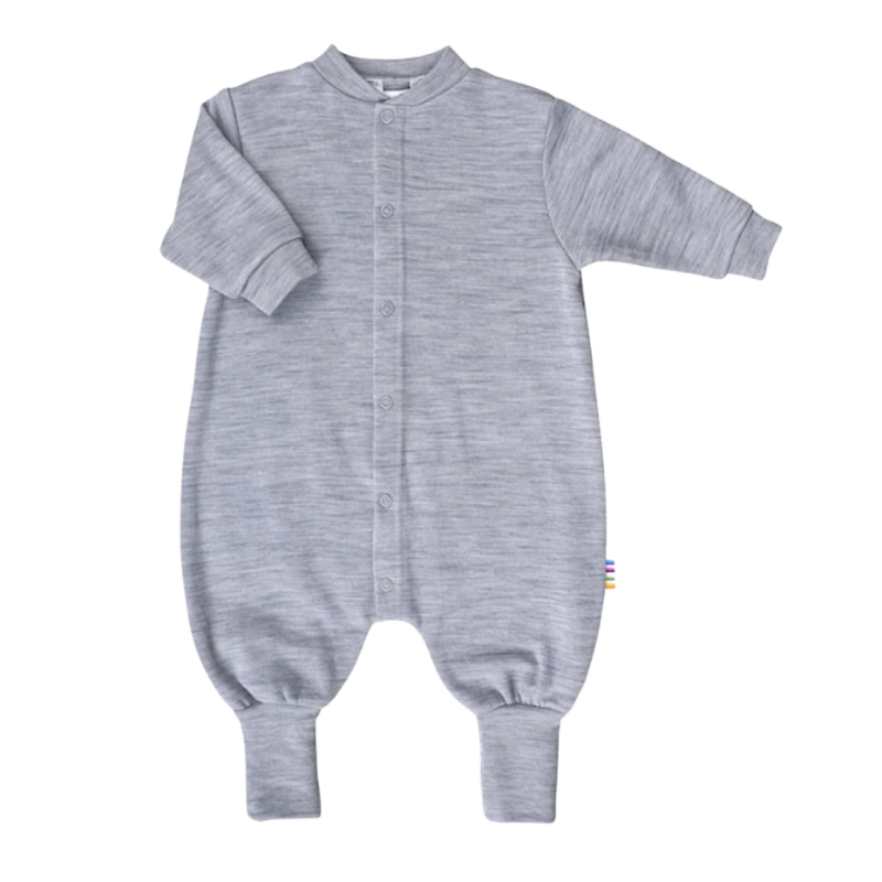 Joha wollen jumpsuit met omslag voetjes - Grijs