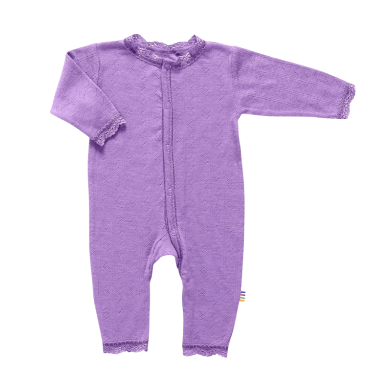 Joha wol/zijde jumpsuit pointelle - Purple