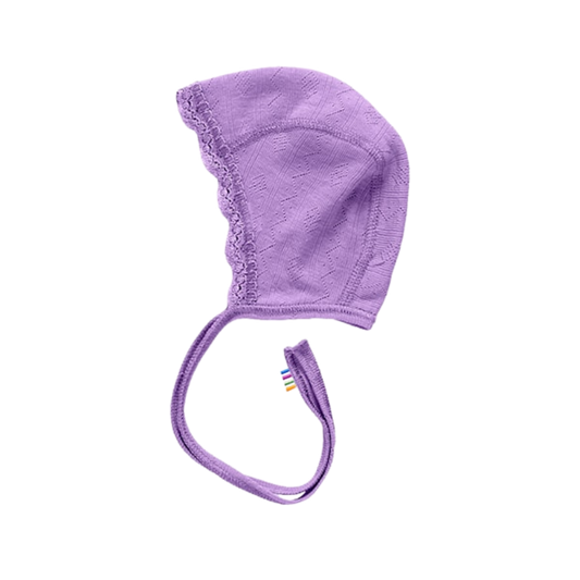 Joha wool/silk bow hat pointelle - Purple