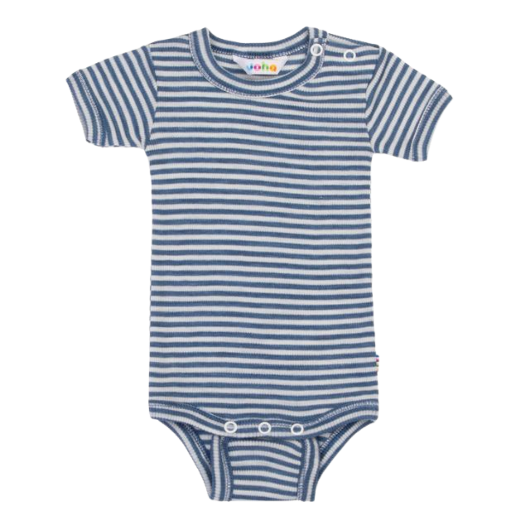 Joha wol/zijde romper korte mouw - Blue