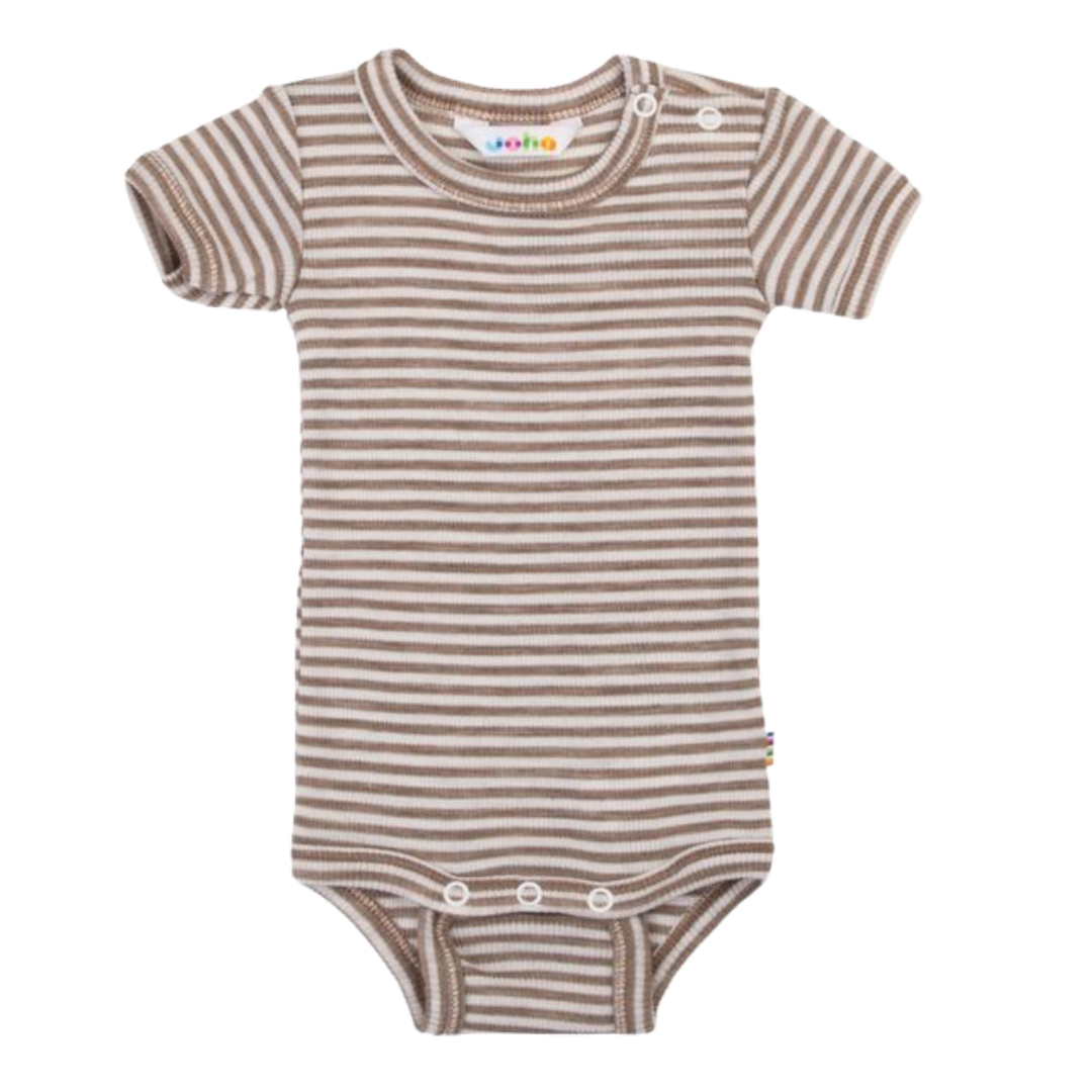 Joha wol/zijde romper korte mouw - Dark Beige