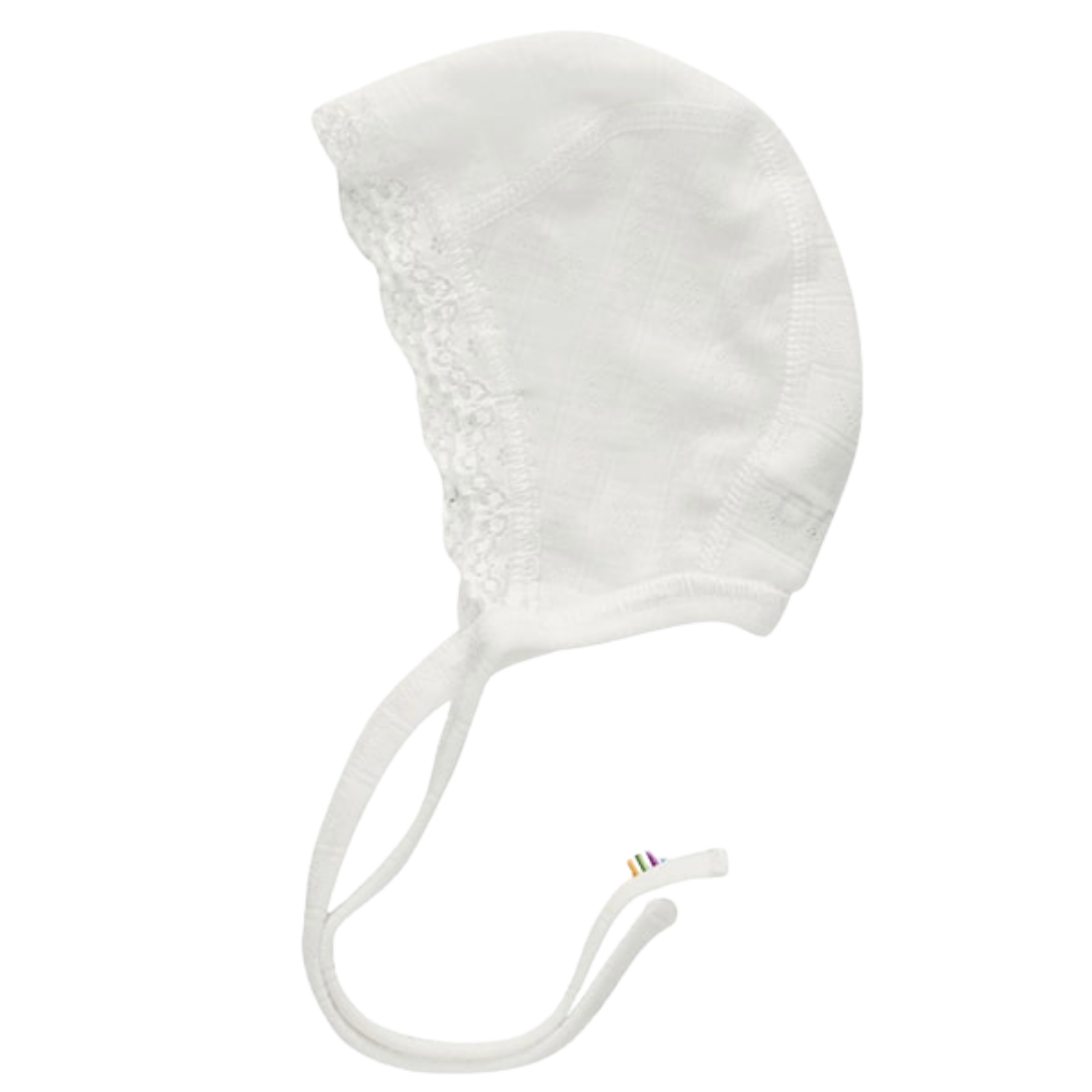 Joha Woll-/Seiden-Schleifenhut, Pointelle - Off White