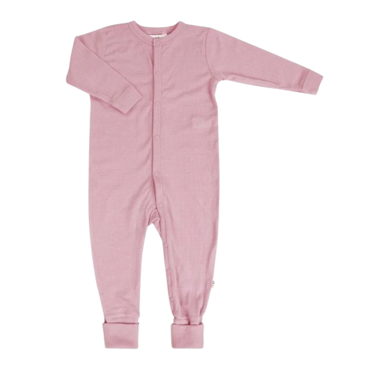 Joha wool jumpsuit with wrap-around feet - Old rose