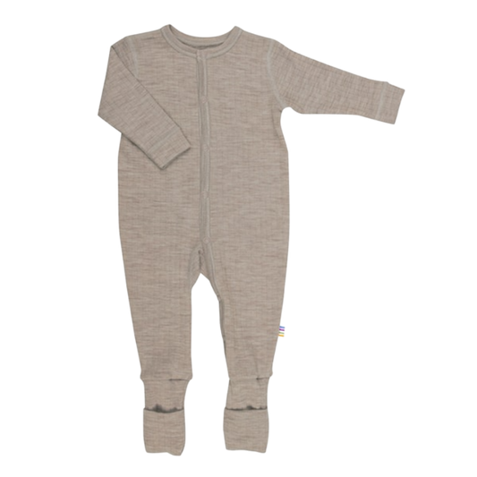 Joha wool jumpsuit with wrap-around feet - Sesame