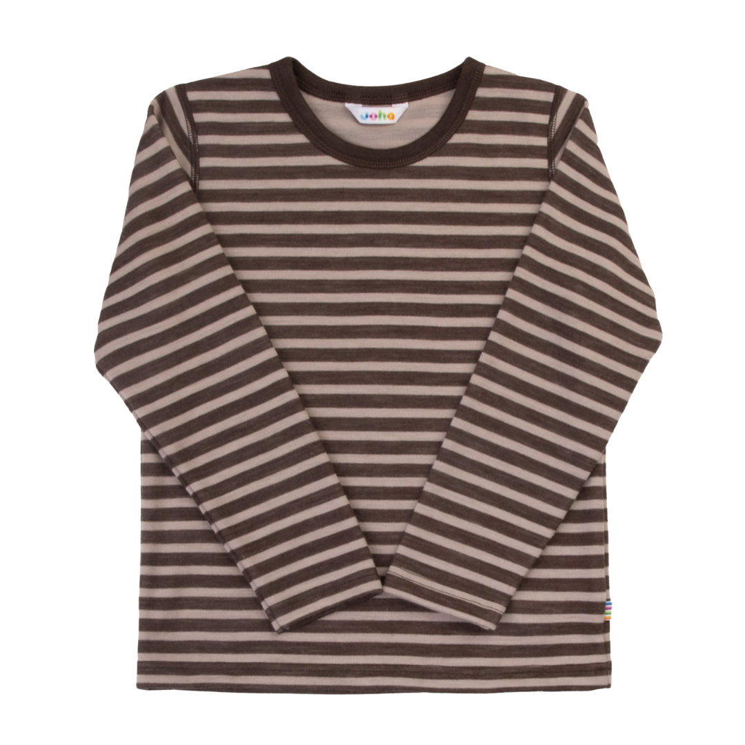 Joha wollen longsleeve gestreept - Dark Brown