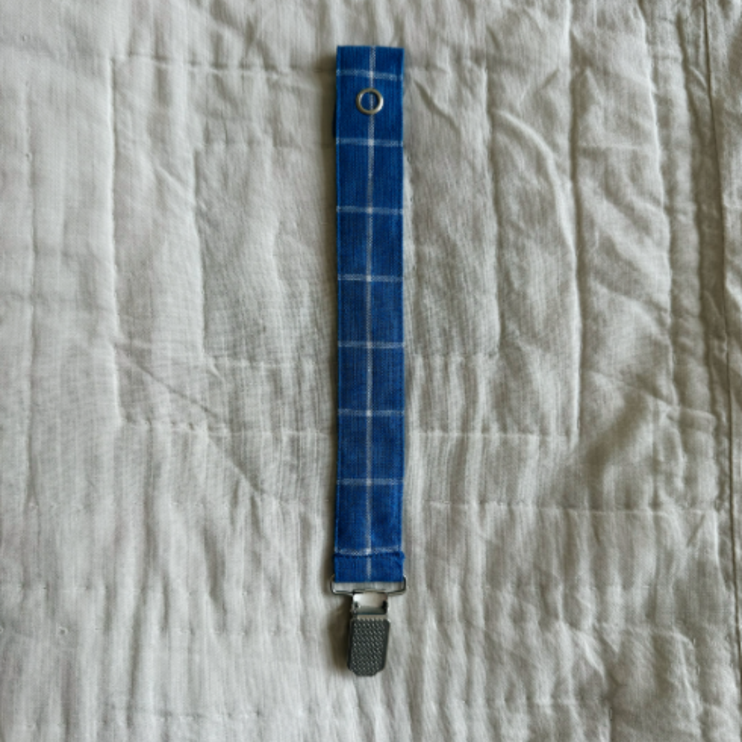 Lalaby Schnullerkette aus Leinen/Baumwolle – Art Blue