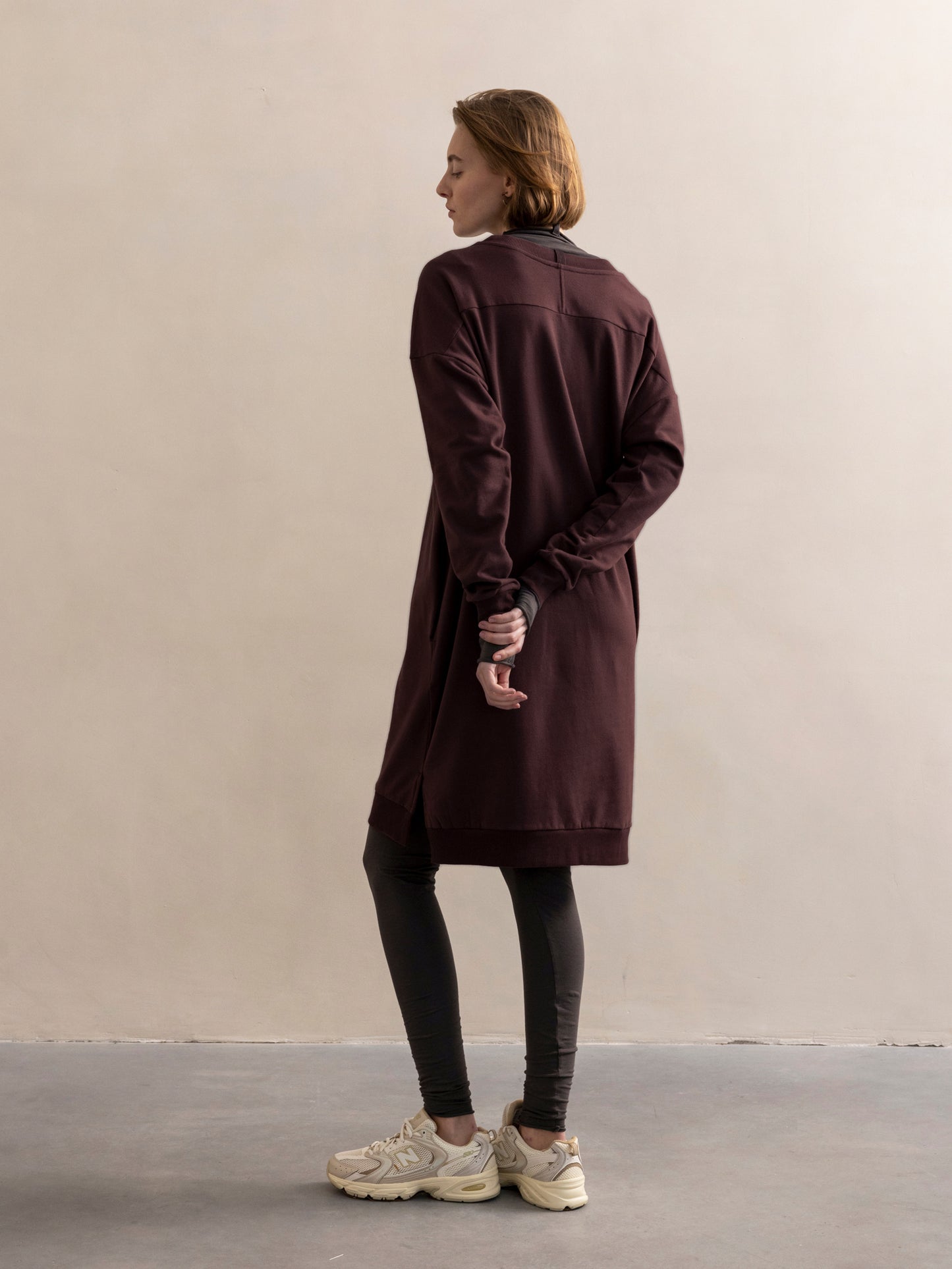 PHAE chunky sweater dress organic cotton women - Dark Umber