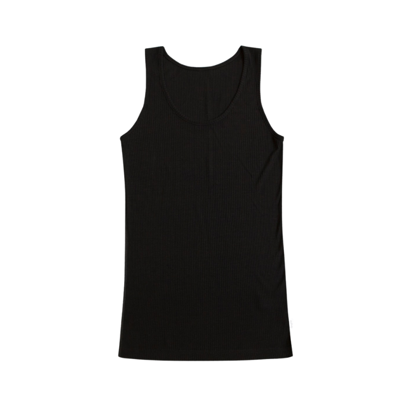 Joha Wolle/Seide Tanktop Ripp Damen - Schwarz