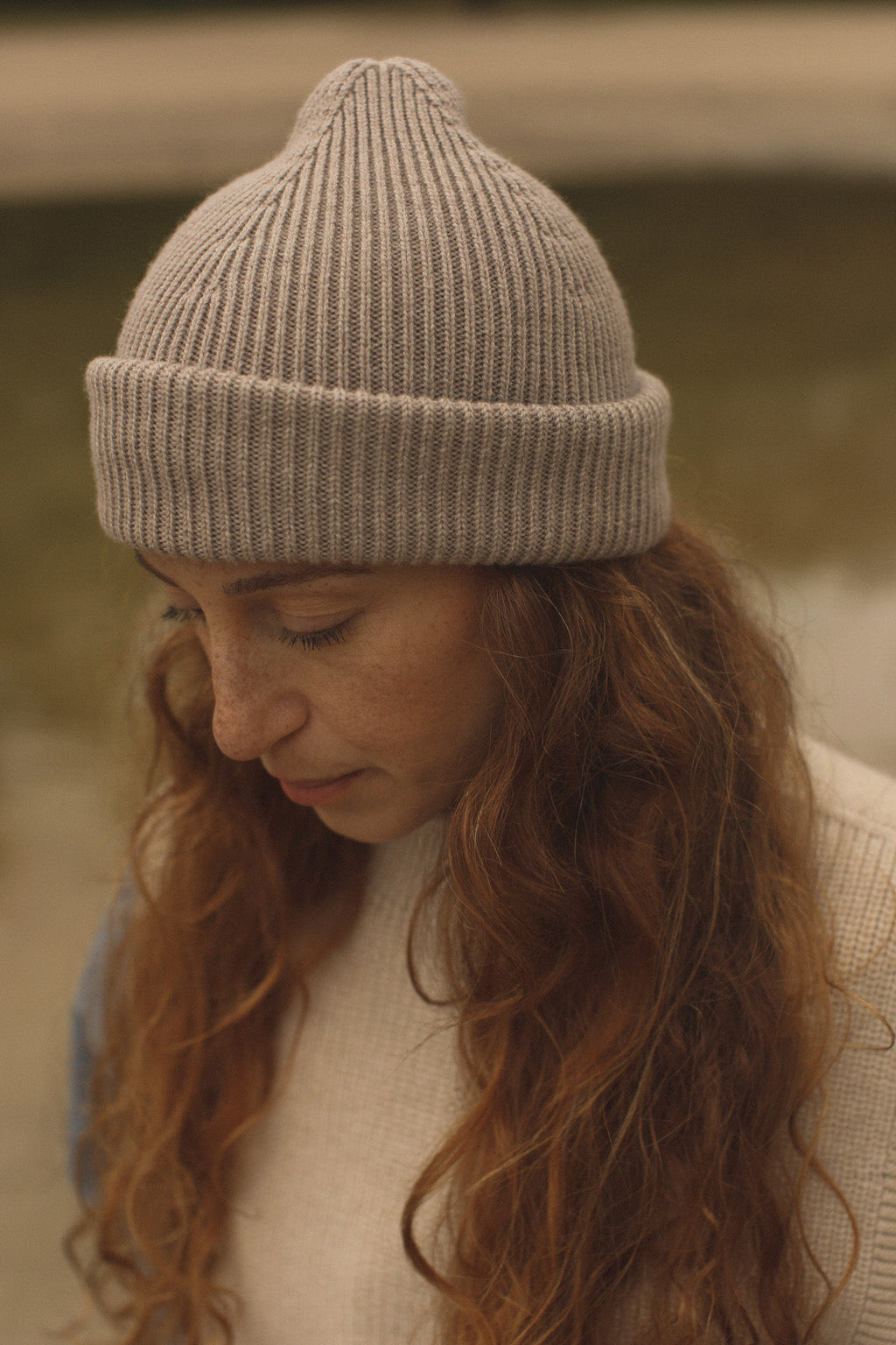 Hvid beanie Fonzie adult - Pebble