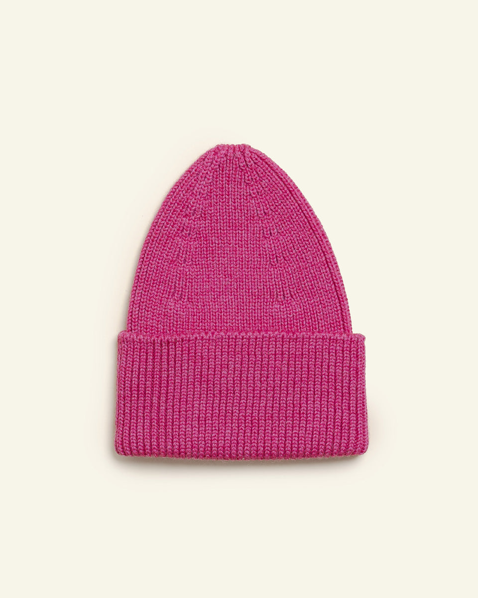 Hvid beanie Fonzie kids - Fuchsia