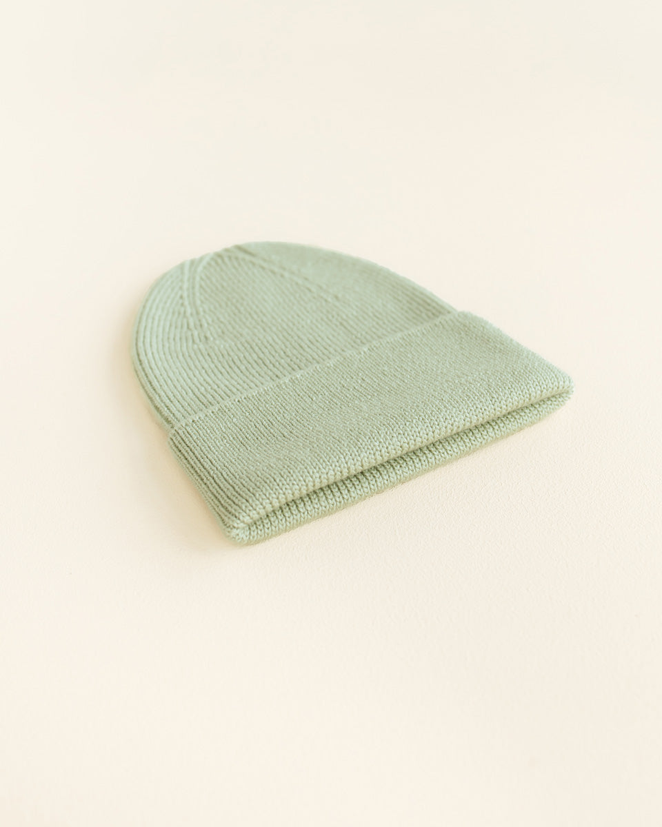 Hvid beanie Fonzie newborn - Mint