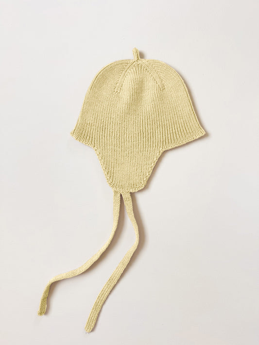 Hvid strikmutsje Kota - Light Yellow