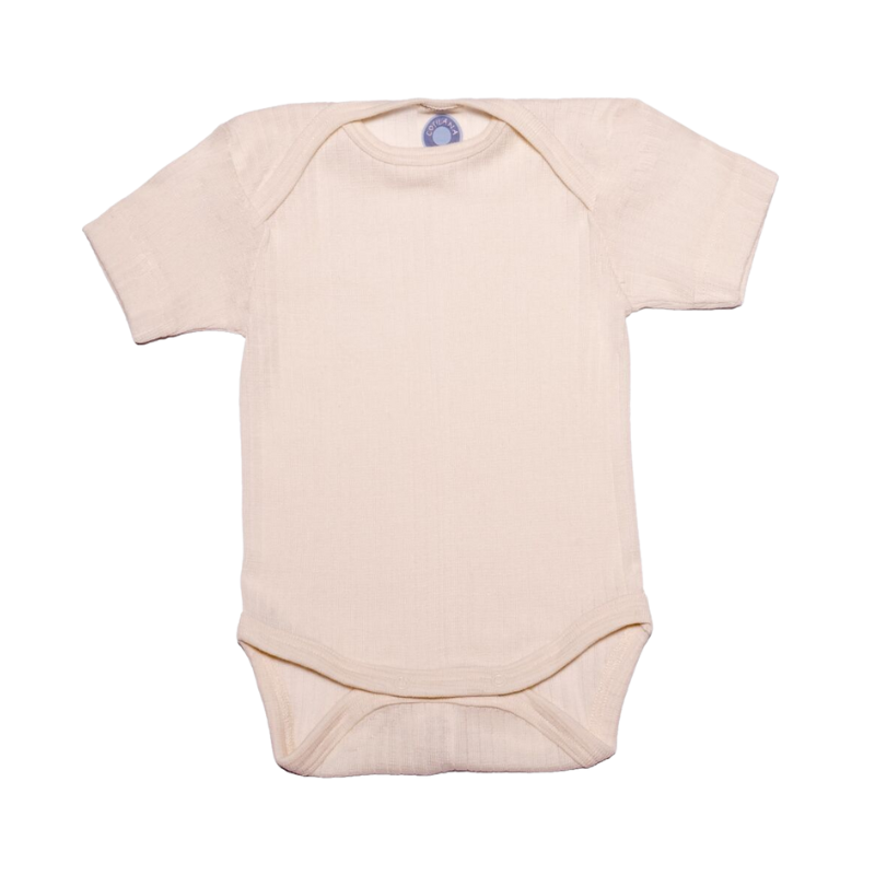 Cosilana wol/zijde/katoen romper korte mouw – Nature