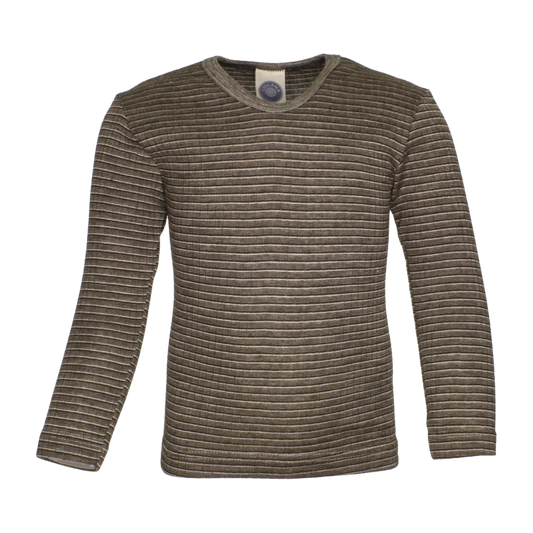 Cosilana wol/zijde/katoen longsleeve - Brown / Natural