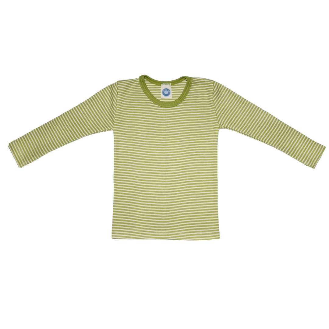 Cosilana wol/zijde longsleeve - Green / Natural