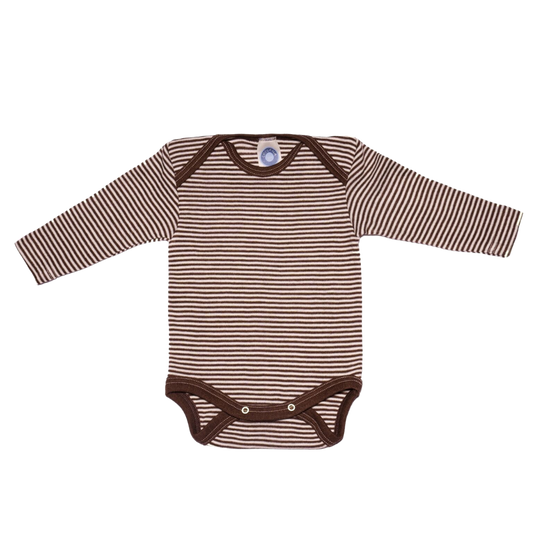 Cosilana wol/zijde romper lange mouw – Brown / Nature